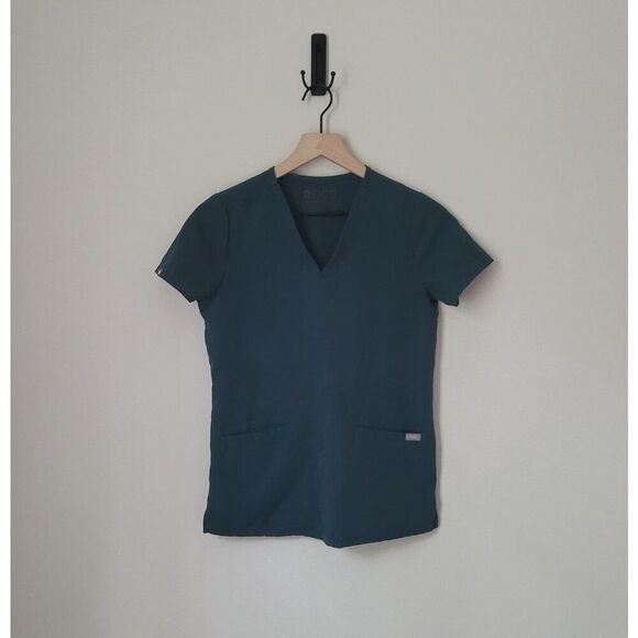 FIGS Casma Three-Pocket Scrub Top in Dark Teal Size XXS - Picture 3 of 7
